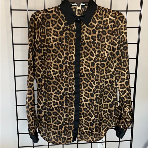 MICHAEL KORS Leopard Print Long Slv Blouse - Picture 1 of 5